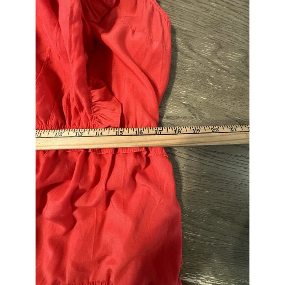 Easel Medium Red Flutter Sleeve Tired V Neck Dress Boho Fairy Romantic Party - Picture 12 of 14